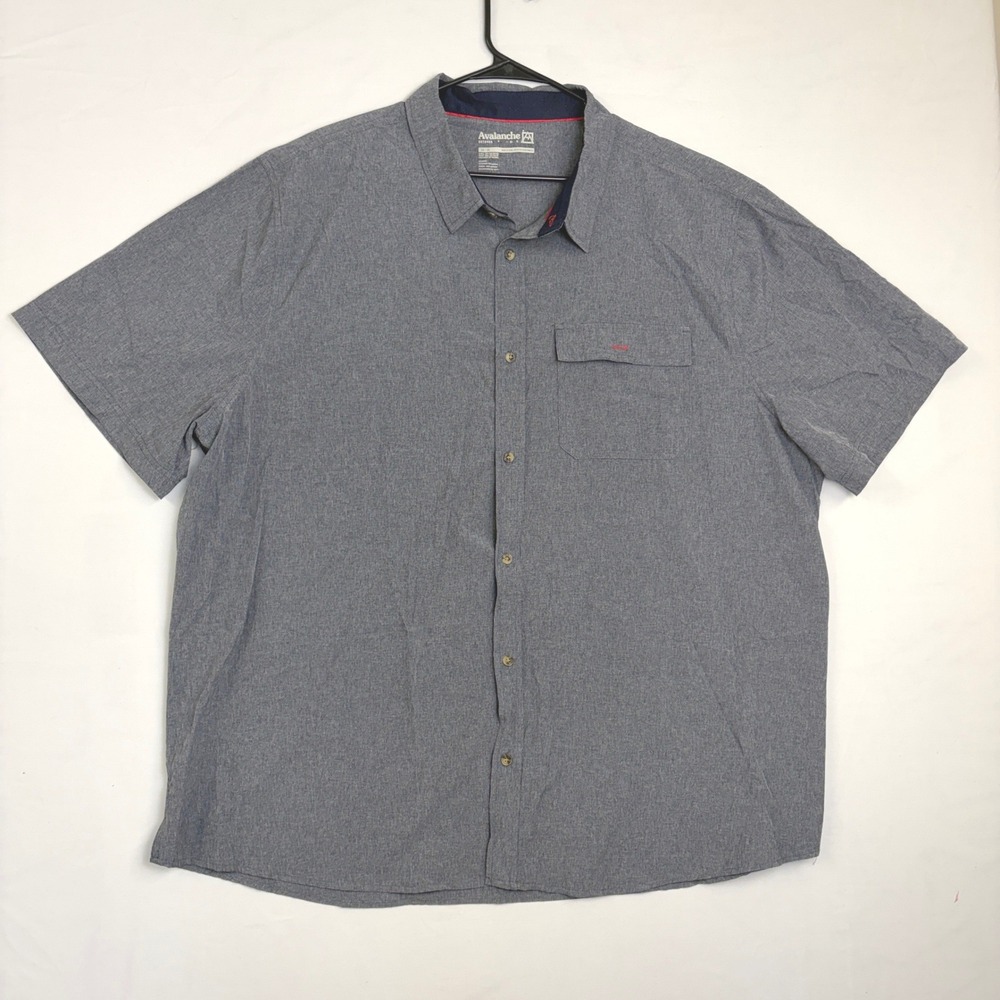 Avalanche‎ Outdoor Mens 3XL Short Sleeve Button Down Shirt Gray Hiking Fishing